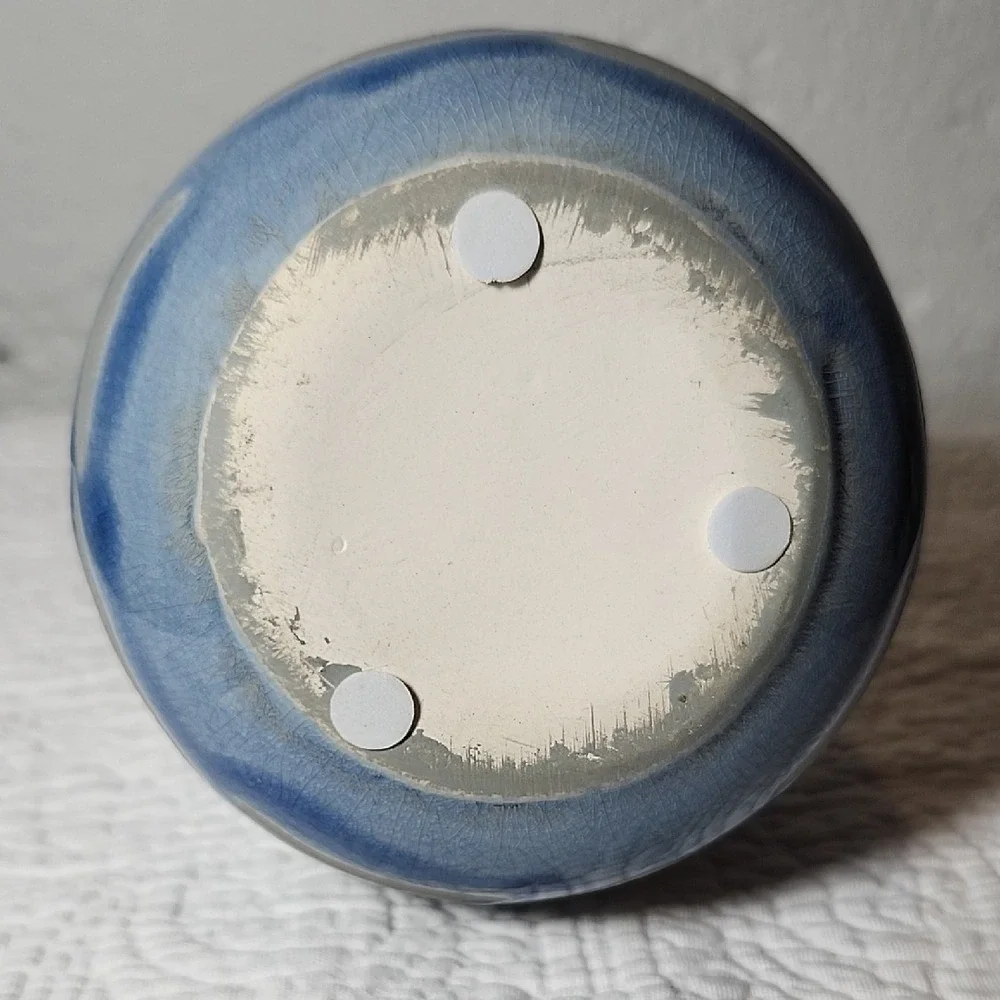 Art Pottery Light Blue & Gray Bud Vase 8